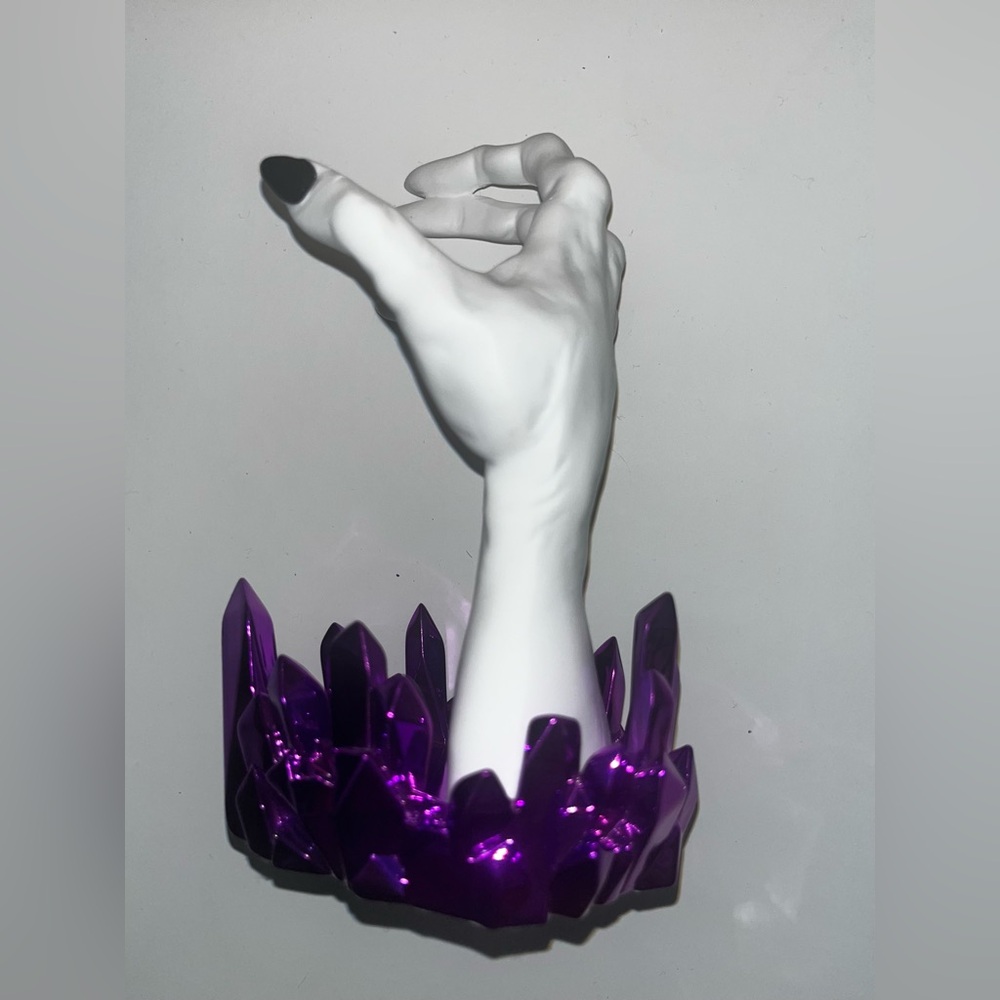 Amber purple crystal witch hand, hand soap holder 💜